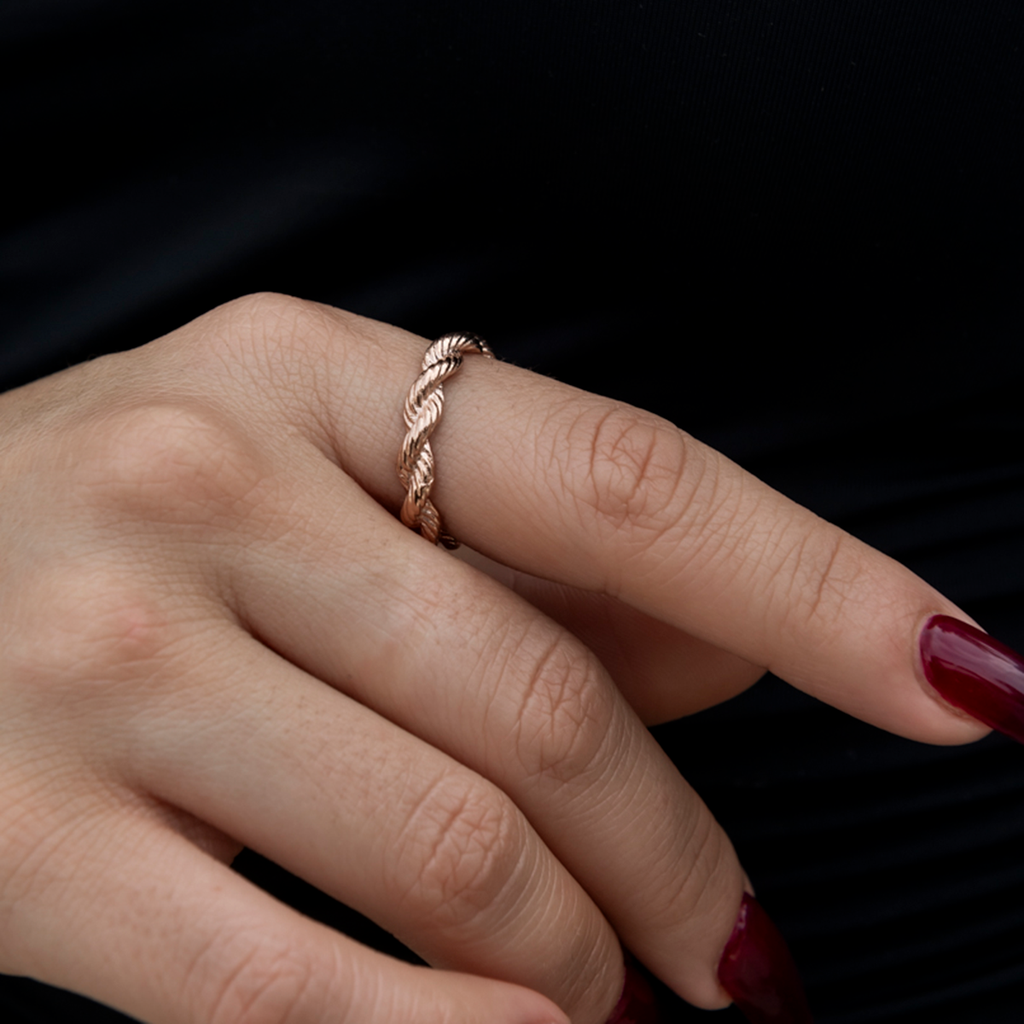 4MM Rope Ring in Rose Gold