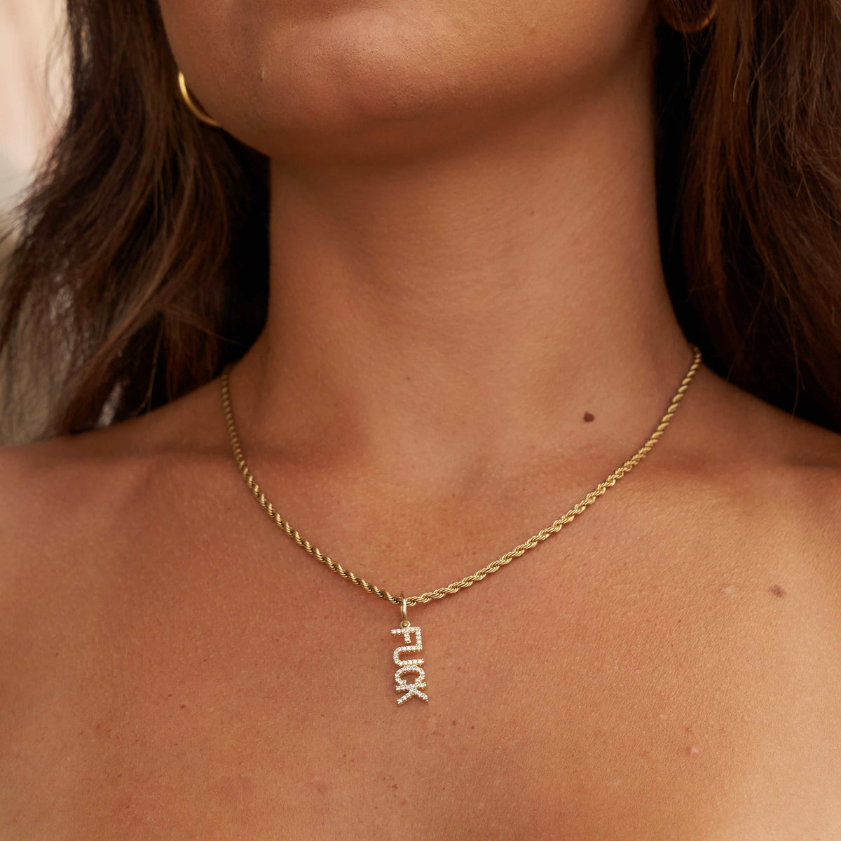 'Fuck' Pendant - Yellow Gold