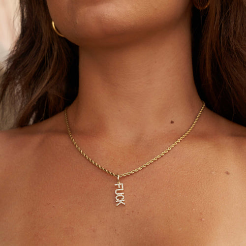 'Fuck' Pendant - Yellow Gold