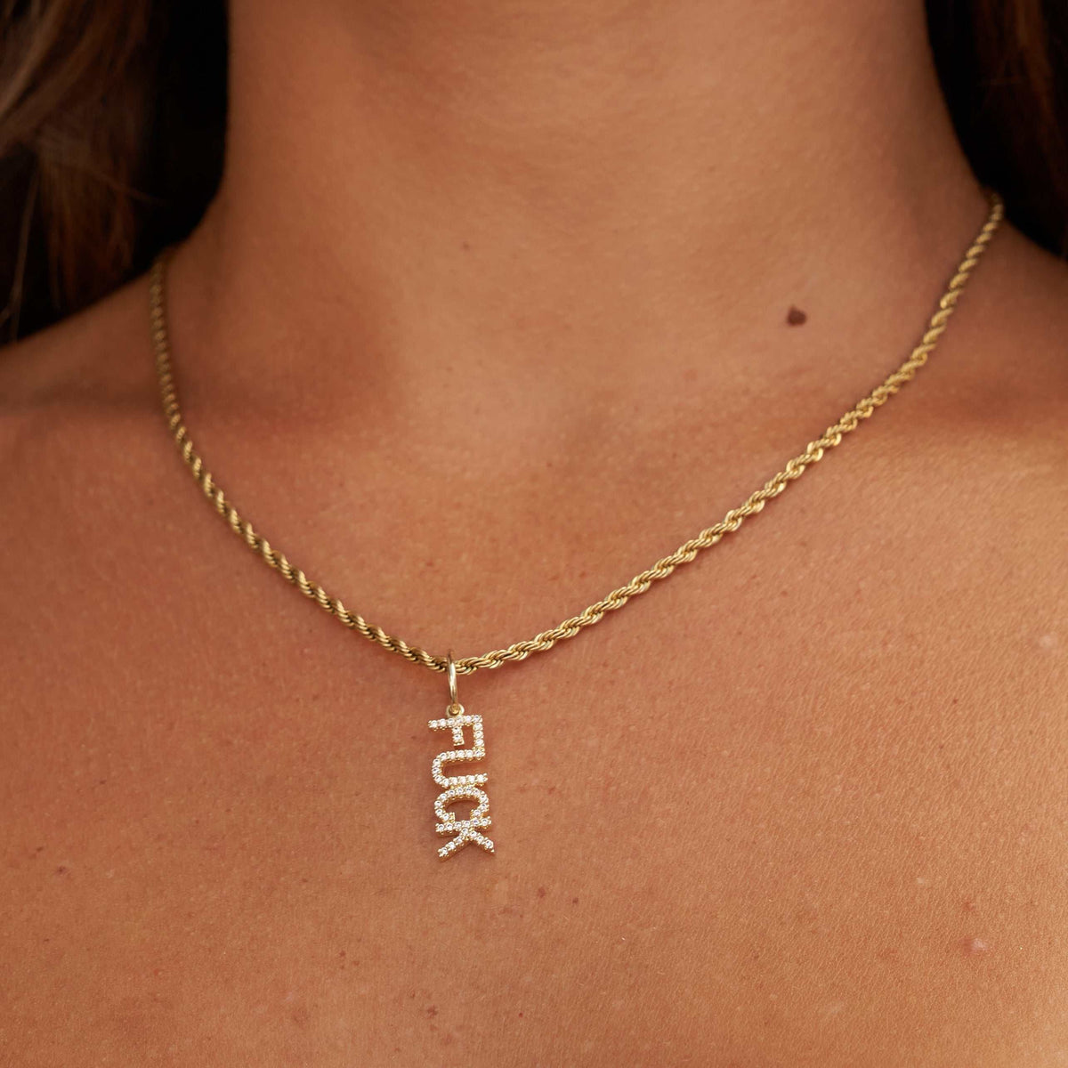 'Fuck' Pendant - Yellow Gold