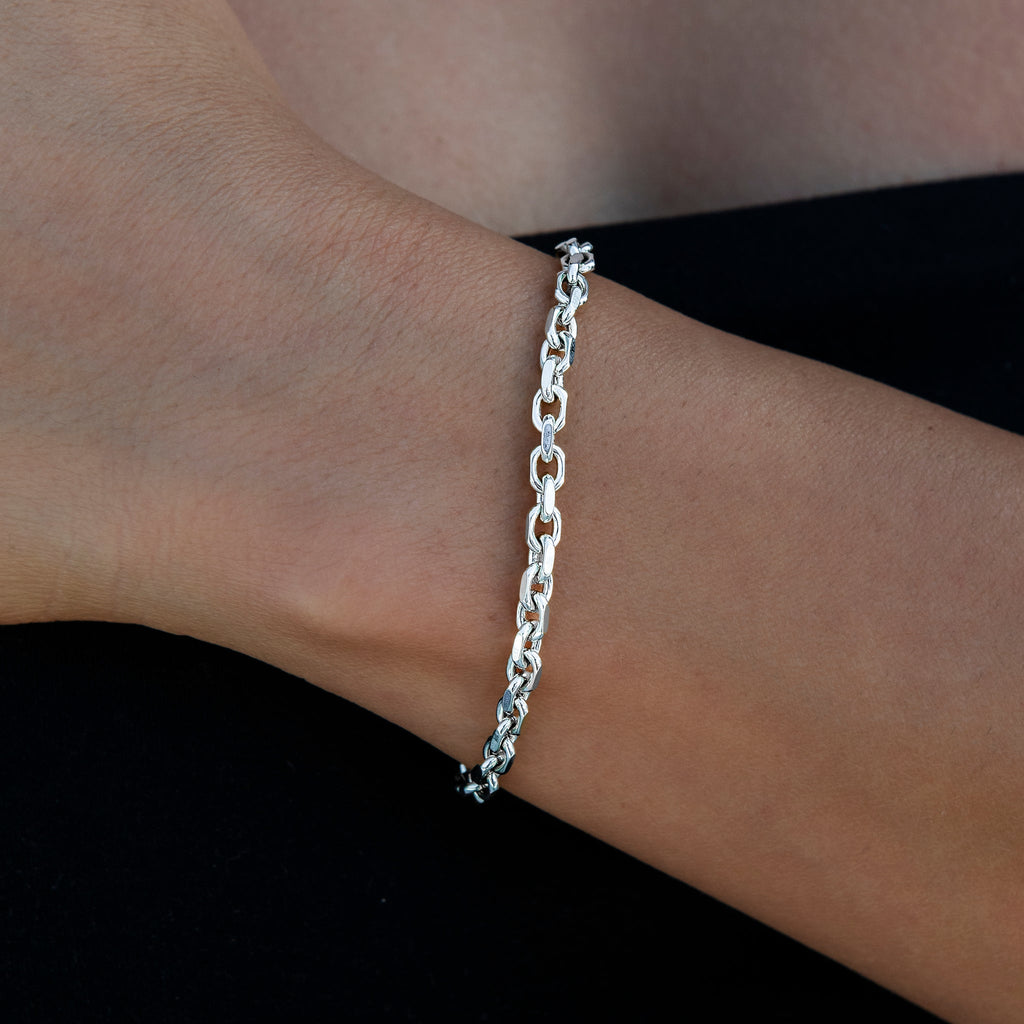 3.6MM Open Box Bracelet in White Gold