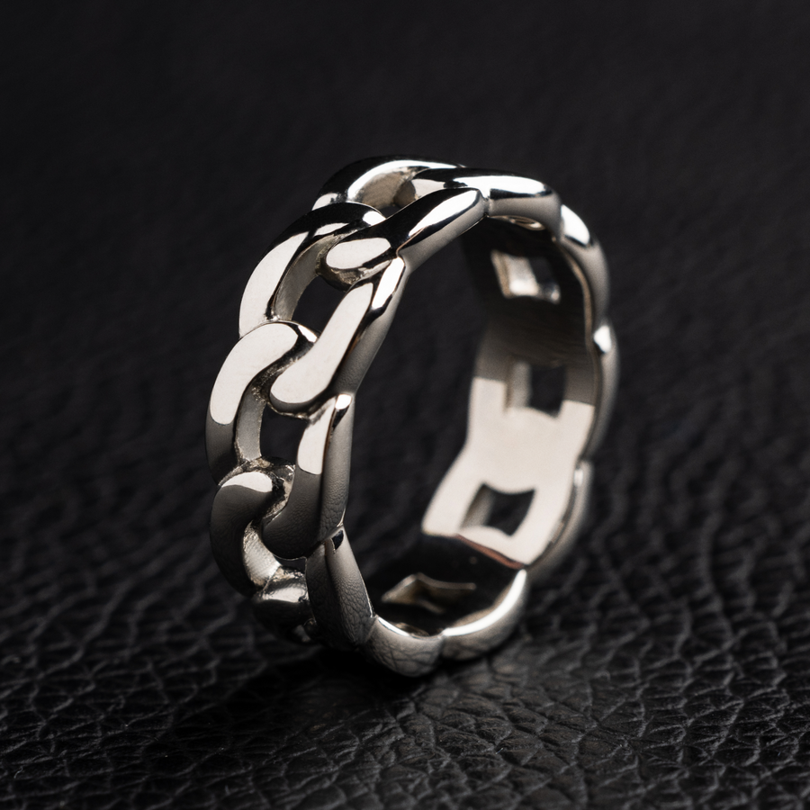 Cuban Band Ring in White Gold - 7mm