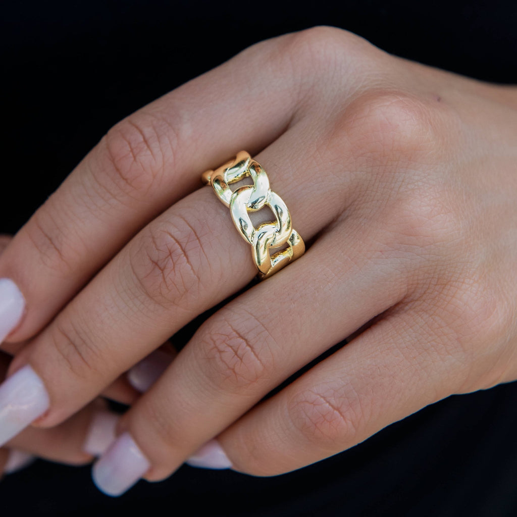 Cuban Band Ring in Yellow Gold - 9mm