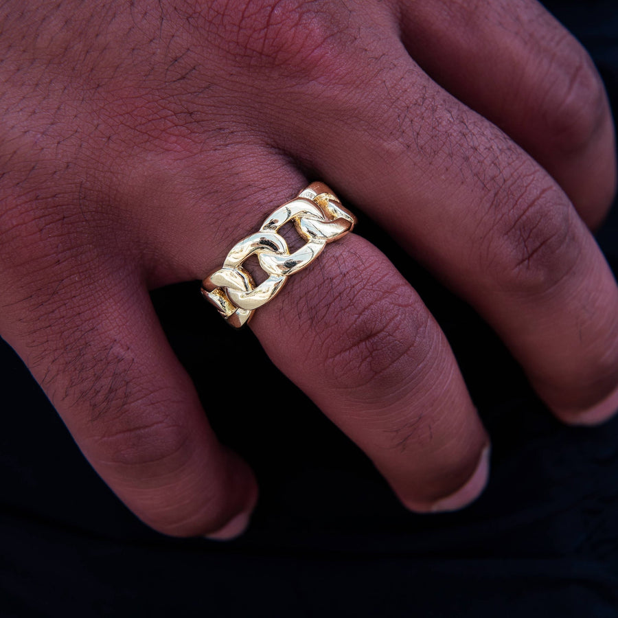 Cuban Band Ring in Yellow Gold - 9mm