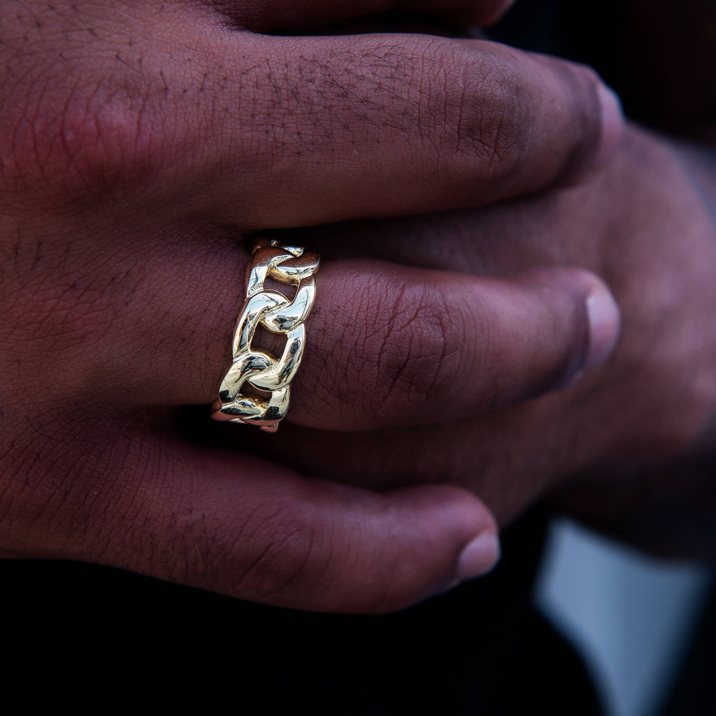 Cuban Band Ring in Yellow Gold - 9mm