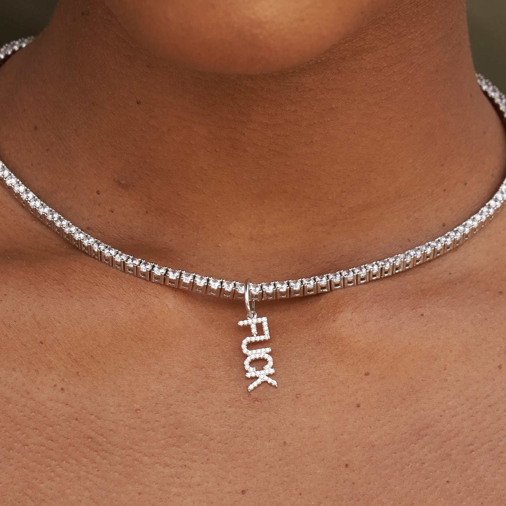 'Fuck' Pendant - White Gold