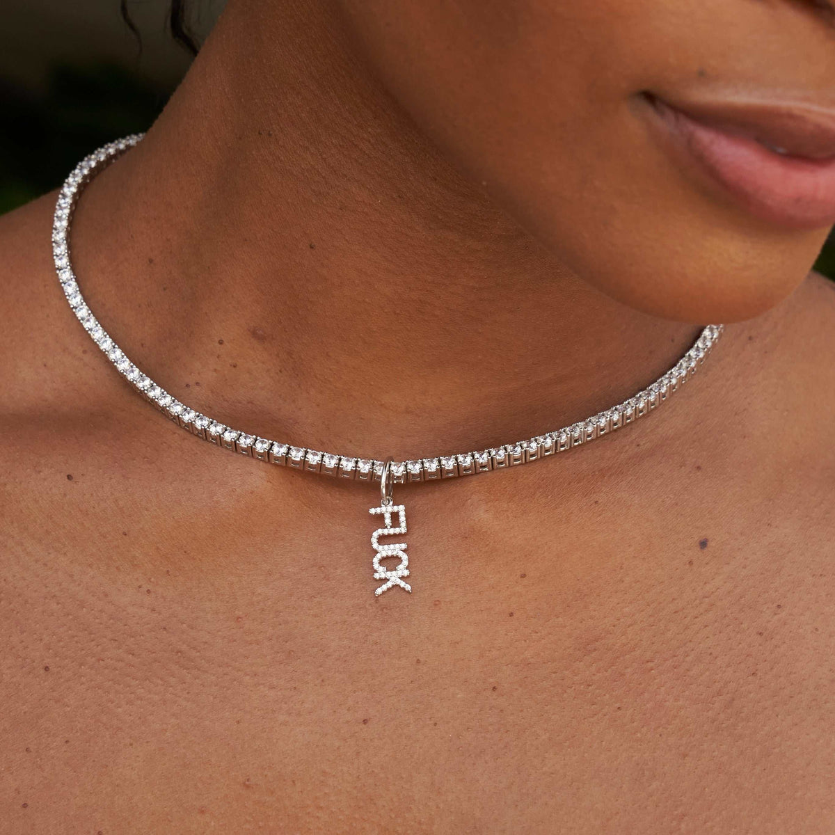 'Fuck' Pendant - White Gold