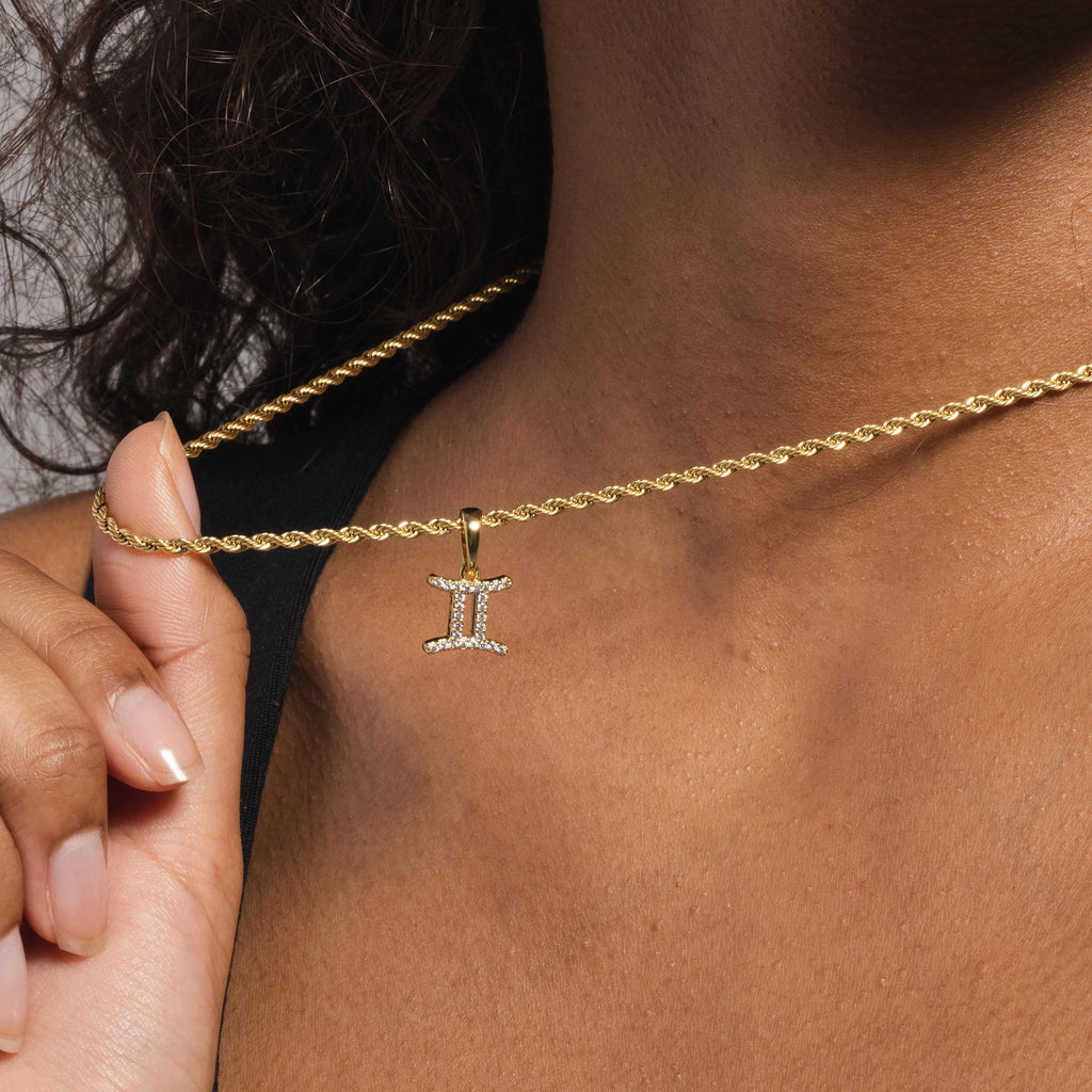 Astrology Pave Pendants in Yellow Gold
