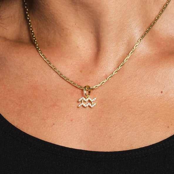 Astrology Pave Pendants in Yellow Gold